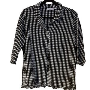 Denim & Co Top Black & White Gingham M